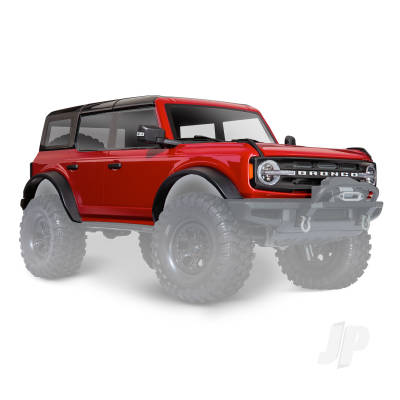 Body, Ford Bronco (2021), complete, Red (painted) (includes grille, side mirrors, door handles, fender flares, windshield wipers, spare tyre mount, & clipless mounting) (requires #8080X inner fenders)