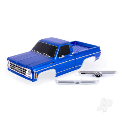 Body, Chevrolet K10 Truck (1979), complete, Blue (painted, decals applied) (includes grille, side mirrors, door handles, windshield wipers, front & rear bumpers, clipless mounting) (requires #9288 inner fenders)