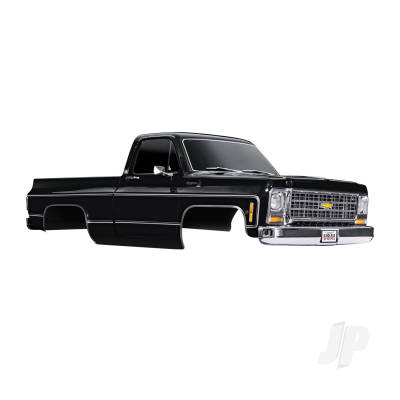 Body, Chevrolet K10 Truck (1979), complete, Black (painted, decals applied) (includes grille, side mirrors, door handles, windshield wipers, & clipless mounting) (requires #9288 inner fenders)