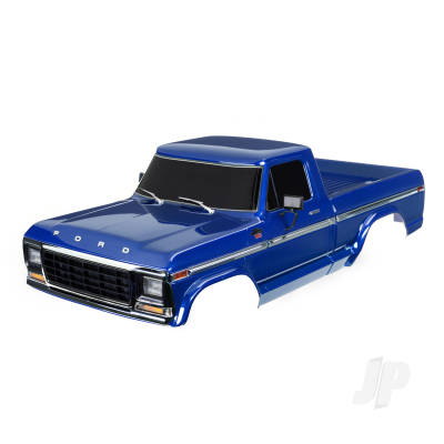 Body, Ford F-150 (1979), complete, Blue (painted, decals applied) (includes grille, side mirrors, door handles, windshield wipers, & clipless mounting) (requires #9288 inner fenders). Roll bar sold separately (choose Chrome 9262, Black 9262R, or Chrome with lights 9262X).