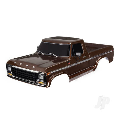 Body, Ford F-150 (1979), complete, Brown (painted, decals applied) (includes grille, side mirrors, door handles, windshield wipers, & clipless mounting) (requires #9288 inner fenders). Roll bar sold separately (choose Chrome 9262, Black 9262R, or Chrome with lights 9262X).