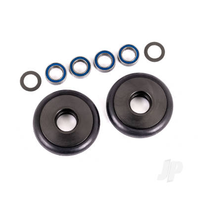 Wheels, wheelie bar, 6061-T6 aluminium (Grey-anodised) (2) / 5x8x2.5mm ball bearings (4) / o-rings (2) / 5x8x0.3mm TW (2)
