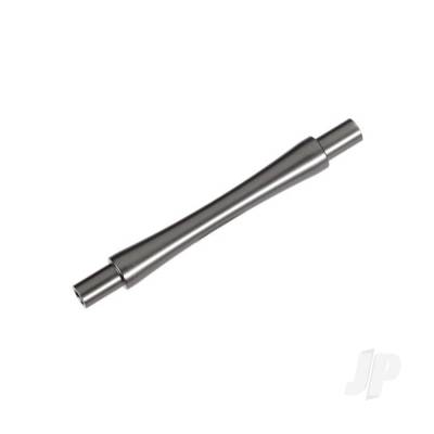 Axle, wheelie bar, 6061-T6 aluminium (gray-anodised) (1)/ 3x12 BCS (with threadlock) (2)