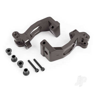 Caster blocks (c-hubs), 6061-T6 aluminium (Dark Titanium-anodised), left & right / kingpin bushings (4 pcs)