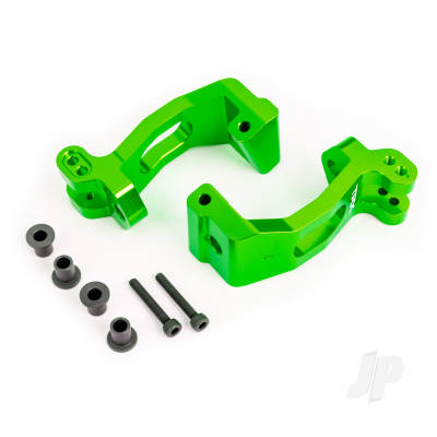 Caster blocks (c-hubs), 6061-T6 aluminium (Green-anodised), left & right / kingpin bushings (4 pcs)