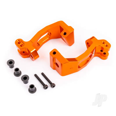 Caster blocks (c-hubs), 6061-T6 aluminium (Orange-anodised), left & right / kingpin bushings (4 pcs)