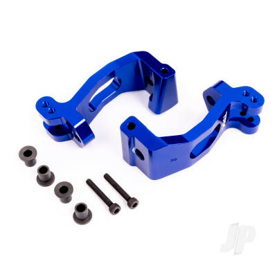 Caster blocks (c-hubs), 6061-T6 aluminium (Blue-anodised), left & right / kingpin bushings (4 pcs)