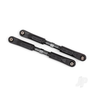 Camber links, front, Sledge (Tubes Dark Titanium-anodised, 7075-T6 aluminium, stronger than Titanium) (117mm) (2 pcs) / rod ends, assembled with steel hollow balls (4 pcs) / aluminium wrench, 8mm (1pc)