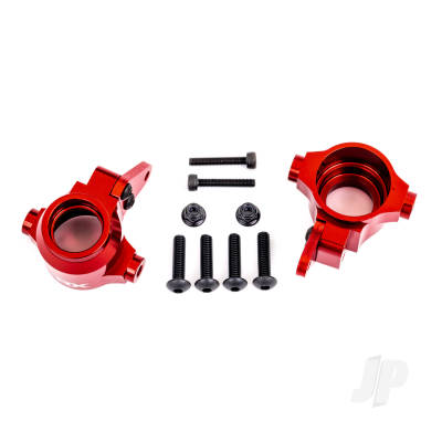 Steering blocks, 6061-T6 aluminium (Red-anodised), left & right) / steering block arms (2 pcs)
