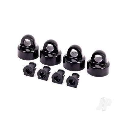Shock caps, aluminium (Black-anodised), GT-Maxx shocks (4 pcs) / spacers (4 pcs) (for Sledge)