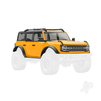 Body, Ford Bronco, complete, Cyber Orange (includes grille, side mirrors, door handles, fender flares, windshield wipers, spare Tyre mount, & clipless mounting)