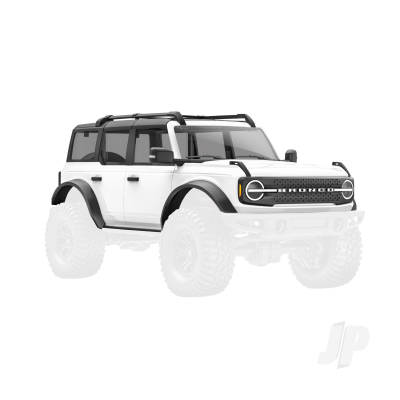 Body, Ford Bronco (2021), complete, White (includes grille, side mirrors, door handles, fender flares, windshield wipers, spare Tyre mount, & clipless mounting)