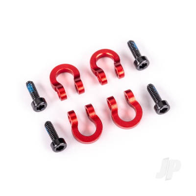 Bumper D-rings, front or rear, 6061-T6 aluminium (Red-anodised) (4 pcs) / 1.6x5mm CS (with threadlock) (4 pcs) (fits #9734X or 9735X aluminium bumpers)
