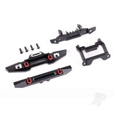 Bumper, Front (1pc), rear (1pc), 6061-T6 aluminium (Black-anodised) (assembled with D-rings) / bumper mounts (front & rear) / 2.5x8mm BCS (with threadlock) (4 pcs) (fits TRX-4M Land Rover Defender)