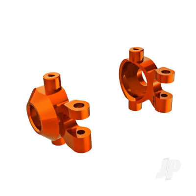 Steering blocks, 6061-T6 aluminium (orange-anodised) (left & right)/ 2.5x12mm BCS (with threadlock) (2)/ 2x6mm SS (with threadlock) (4)