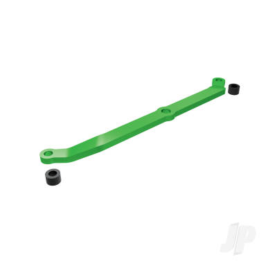 Steering link, 6061-T6 aluminium (Green-anodised) / servo horn, metal / spacers (2) / 3x6mm CCS (with threadlock) (1) / 2.5x7mm SS (with threadlock) (1)