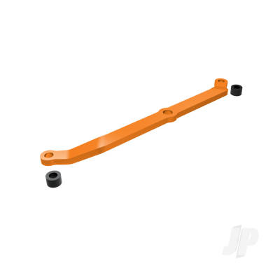 Steering link, 6061-T6 aluminium (Orange-anodised) / servo horn, metal / spacers (2) / 3x6mm CCS (with threadlock) (1) / 2.5x7mm SS (with threadlock) (1)