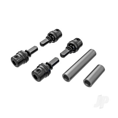 Driveshafts, centre, male (steel) (4 pcs) / driveshafts, centre, female, 6061-T6 aluminium (Dark Titanium-anodised) (front & rear) / 1.6x7mm BCS (with threadlock) (4 pcs)