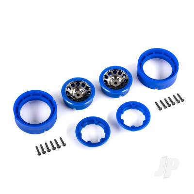 Wheels, 1.0", Method Race Wheels 105 Beadlock (satin black chrome with blue beadlock) (2)