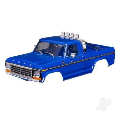 Body, Ford F-150 Truck (1979), complete, Blue (includes grille, side mirrors, door handles, roll bar, windshield wipers, side trim, & clipless mounting) (requires #9834 front & rear bumpers)