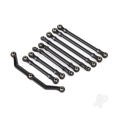 Suspension link set, complete (front & rear) (includes steering link (1), front lower links (2), front upper links (2), rear links (4)) (assembled with hollow balls) (fits 1:18 vehicles with long wheelbase)