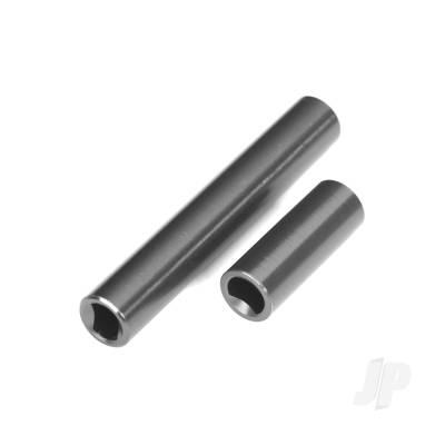 Driveshafts, center, female, 6061-T6 aluminium (Dark Titanium-anodised) (front & rear) (for use with #9751 metal centre driveshafts) (fits 1:18 TRX-4M vehicles with 162mm wheelbase)