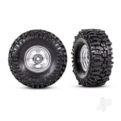 Wheels & Tyres, Assembled (1.0in Satin Chrome wheels, Mickey Thompson Baja Pro Xs 2.4x1.0in tyres) (2)